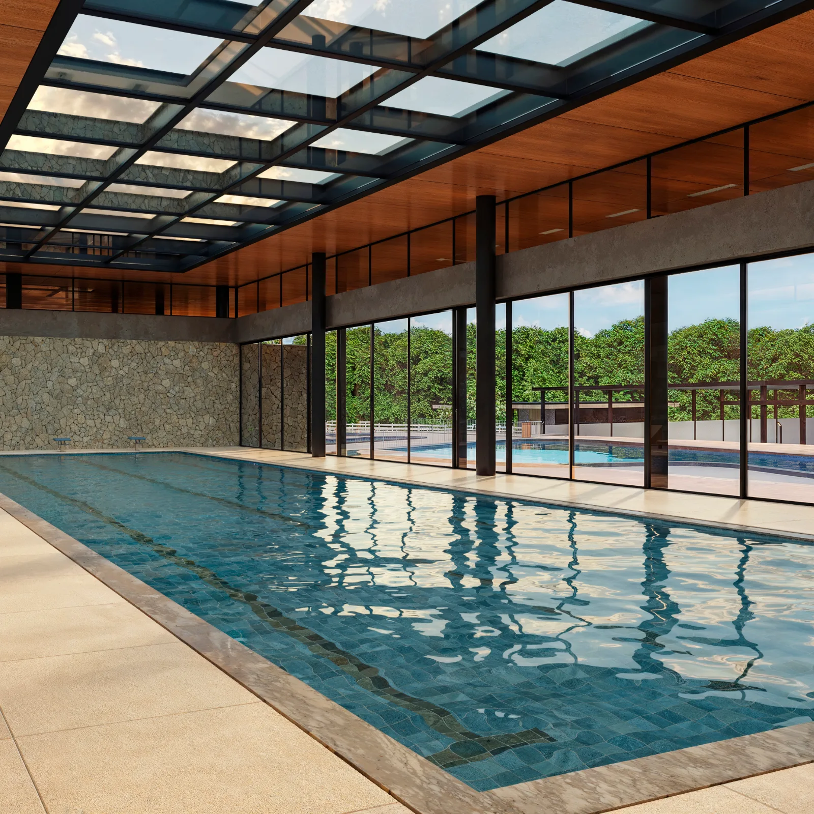 Piscina térmica coberta